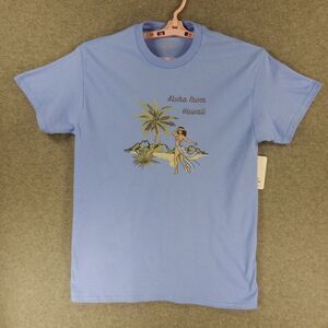 Aloha From Hawaii Womens TShirt Large Blue Tropical Island Palm Kona Marlin